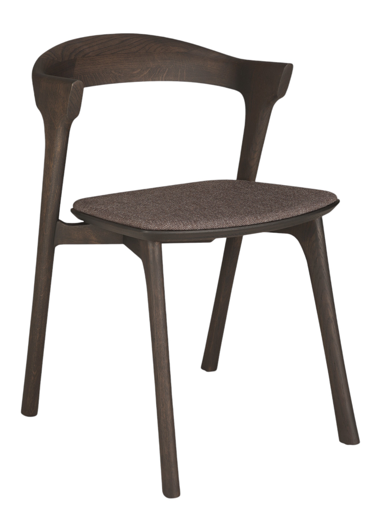 Bok Stuhl aus brauner Eiche mit warm braunem Stoffbezug von Ethnicraft.