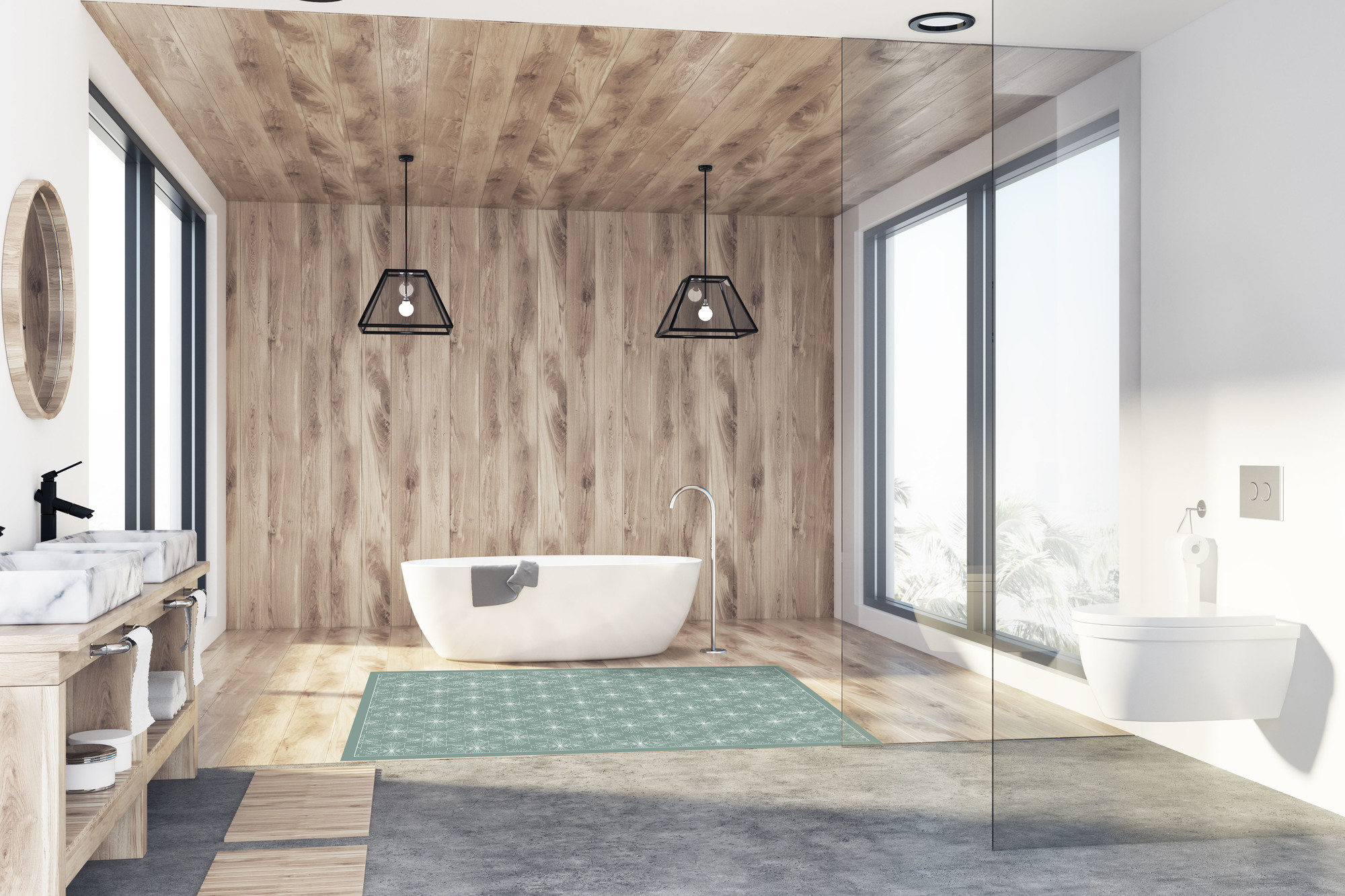 Matteo Vinyl Teppich Fliesen Blau Contento EINZELSTÜCK