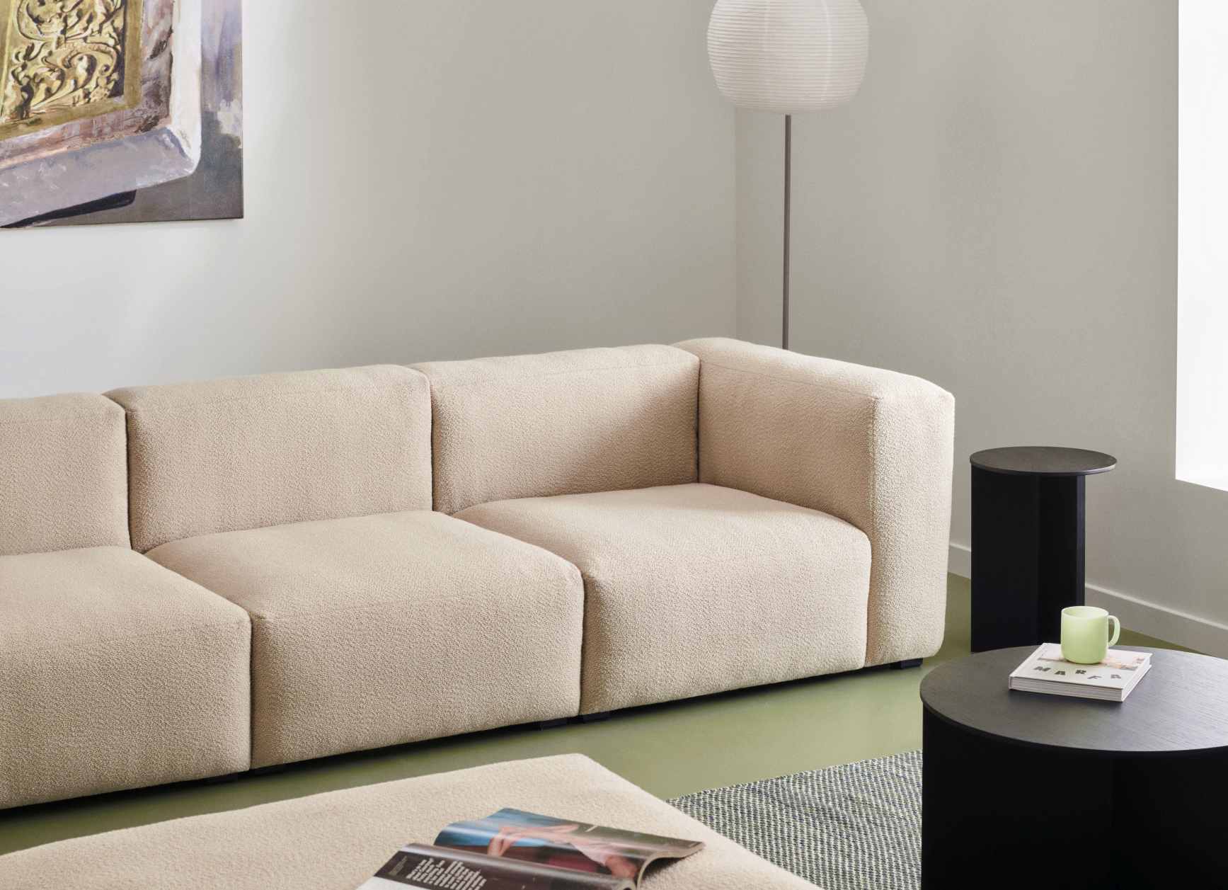 Beige Mags Soft Sofa 3-Sitzer mit Bolgheri Stoff. Modernes Design für Wohnzimmer und Lounge.