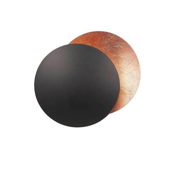 Lederam W Wandleuchte von Catellani & Smith: Runde, schwarze und kupferfarbene Design-Wandlampe.