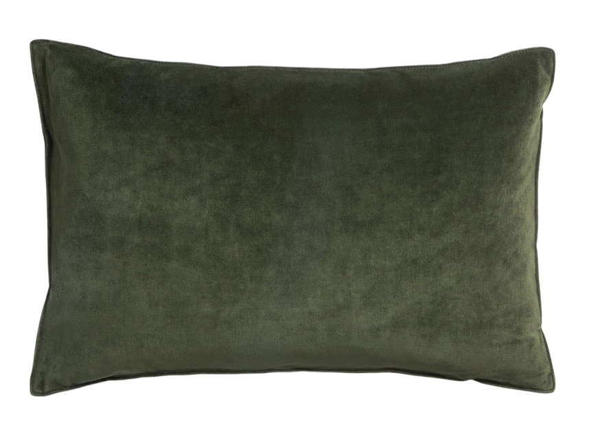 Ethnicraft Velvet Kissen 60x40 cm, rechteckig, olivgrün, aus weichem Samtstoff für Wohnzimmer und Schlafzimmer.