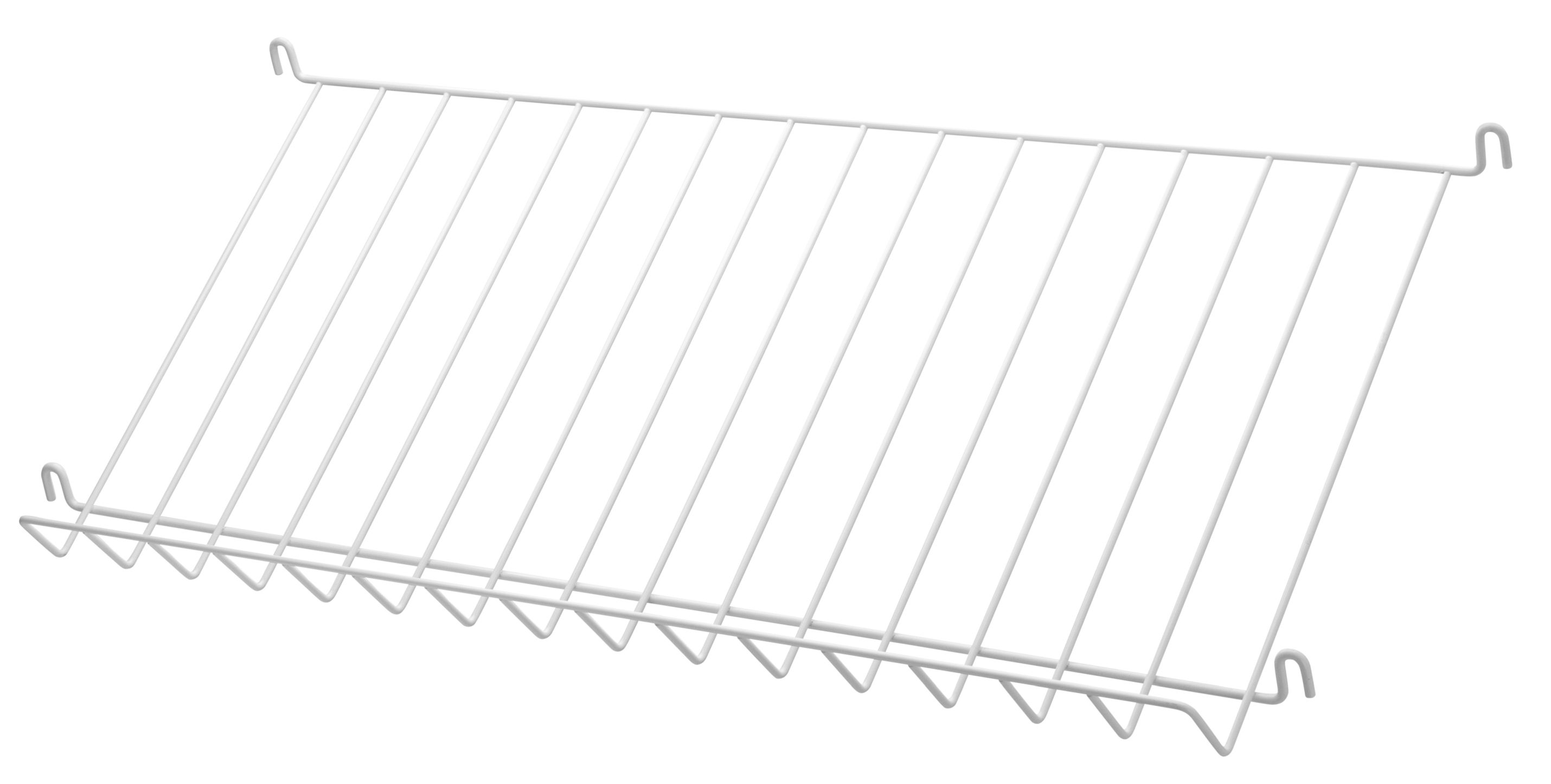 Weiße String Furniture Zeitschriftenablage aus Metall, ideal für die Wandmontage im Wohnzimmer.