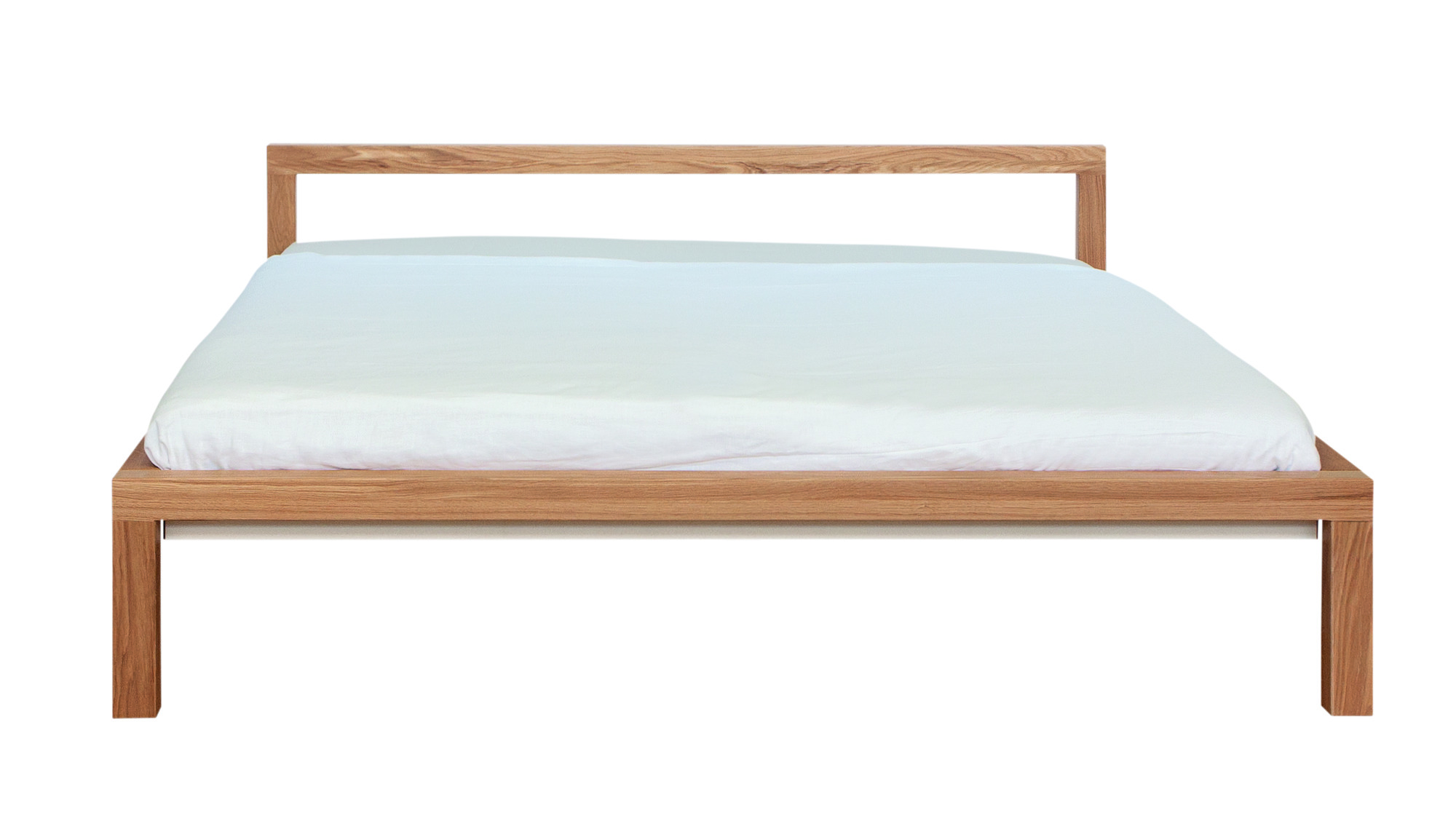 Hans Hansen Pure Bett Eiche 180x200 cm mit weißer Bettwäsche, modernes Eiche Bett.