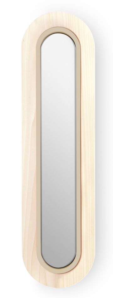 Lens LED Wandleuchte von LZF Lamps: Ovale, gestreckte Wandlampe mit Metallring in Elfenbeinweiß.