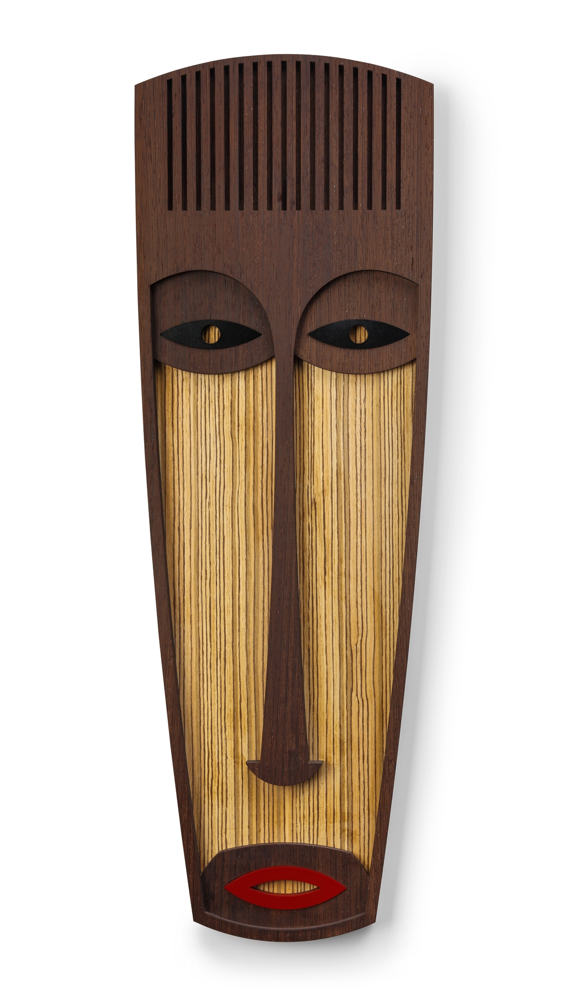 Moderne afrikanische Maske aus Holz, Umasqu Wanddeko, handgefertigtes Einzelstück für stilvolle Wandgestaltung.
