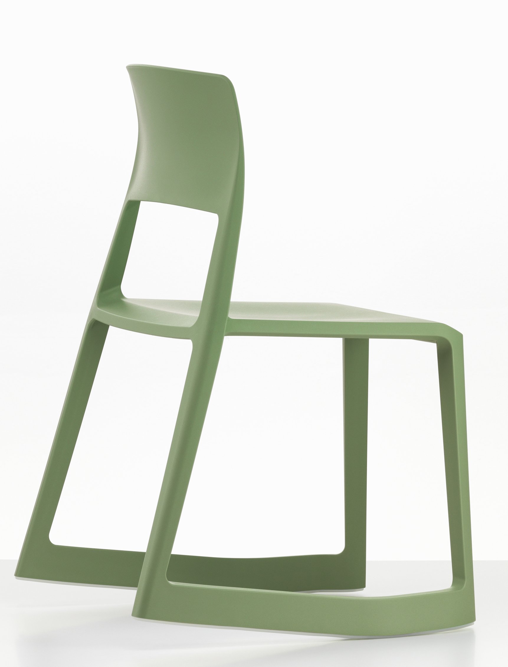 Tip Ton RE Stuhl von Vitra in Industriegrün, ergonomischer Kunststoffstuhl für dynamisches Sitzen.