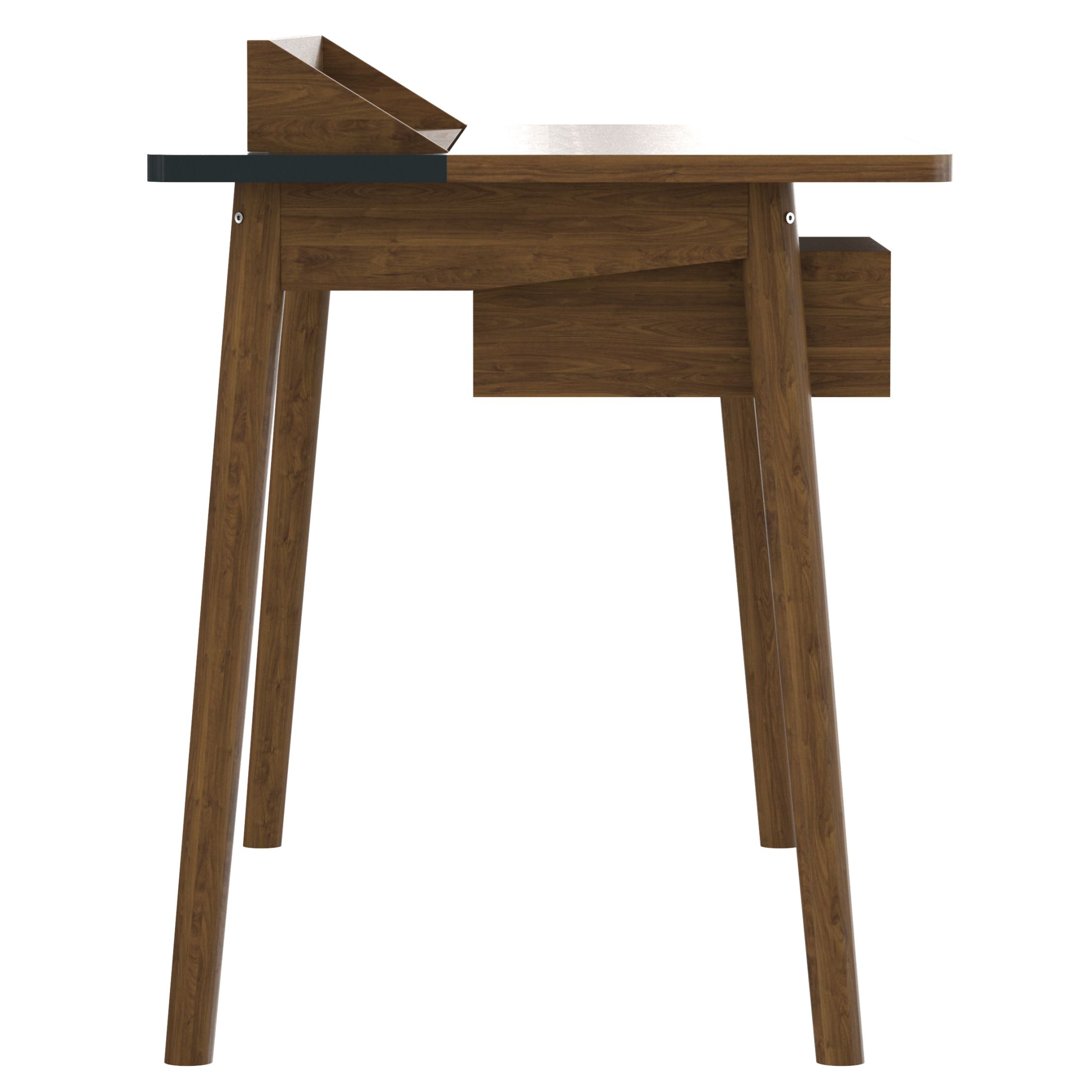 Honoré Schreibtisch aus Walnuss Holz mit Schublade und schlichtem, modernem Design.