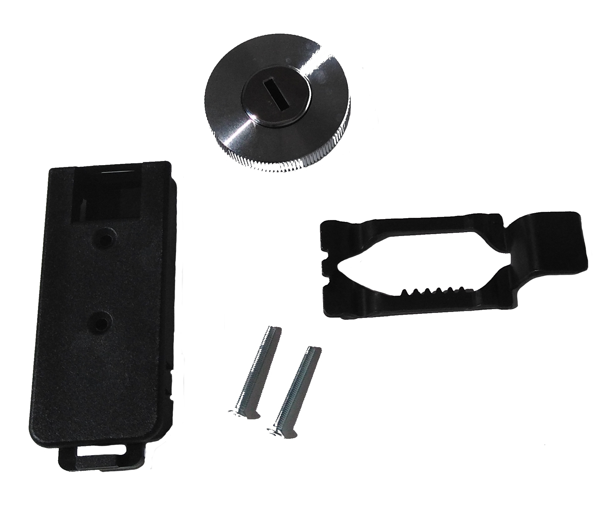 USM Haller Griff-Set für Klapptüren und Ausziehtüren, bestehend aus Griff, Halterung und Schrauben.