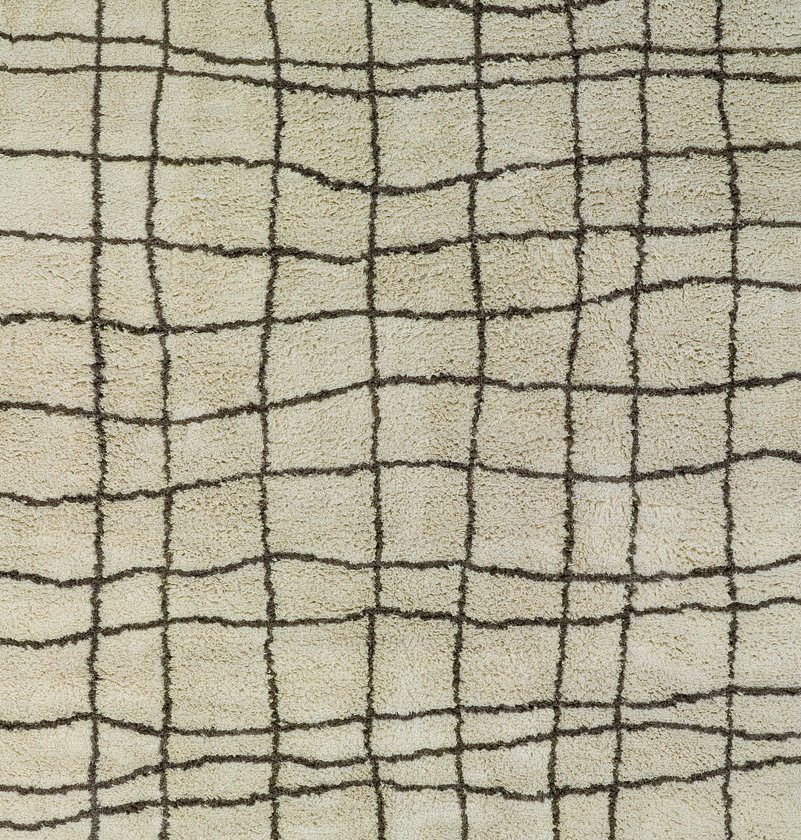 Beiger Teppich mit braunem Gittermuster, D-Range Ghengis von Designercarpets, Detailansicht.