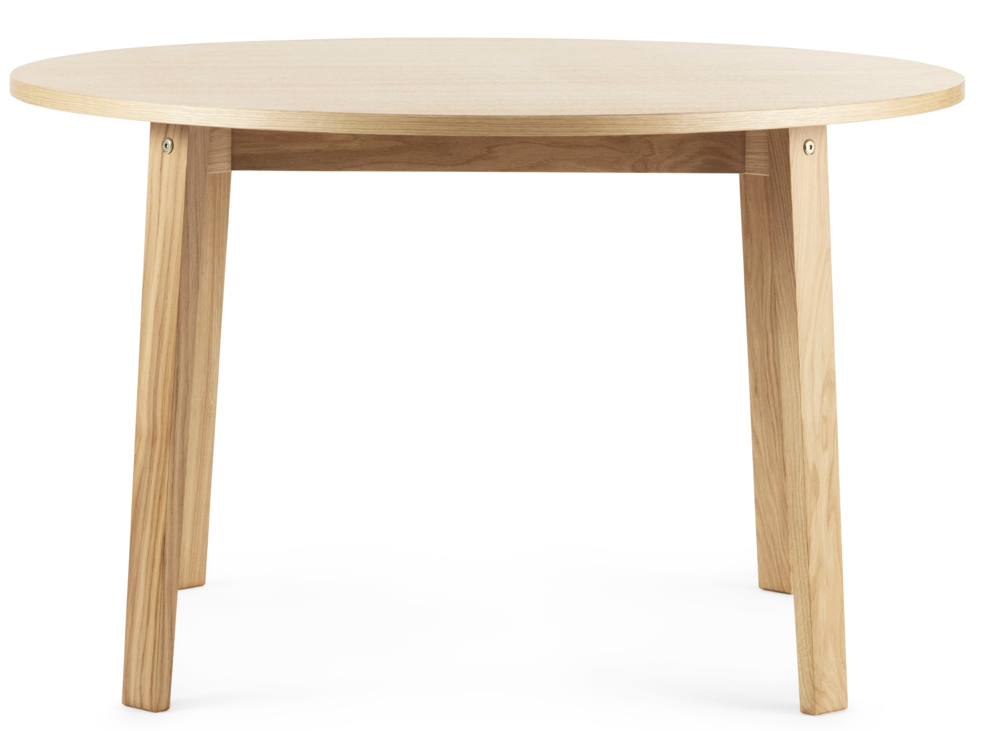 Runder Holztisch "Slice Table" von Normann Copenhagen mit hellen Holzbeinen und Tischplatte.