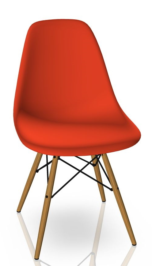 Vitra Eames Plastic Side Chair DSW Stuhl Esche honigfarben-Poppy red