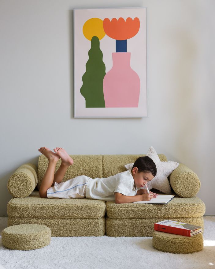 Kinderspielsofa Teddystoff Matcha Wigiwama