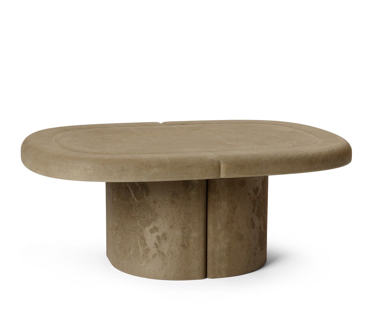 Beiger Alder Lounge Table, ovaler Couchtisch für Indoor und Outdoor, modernes Design.