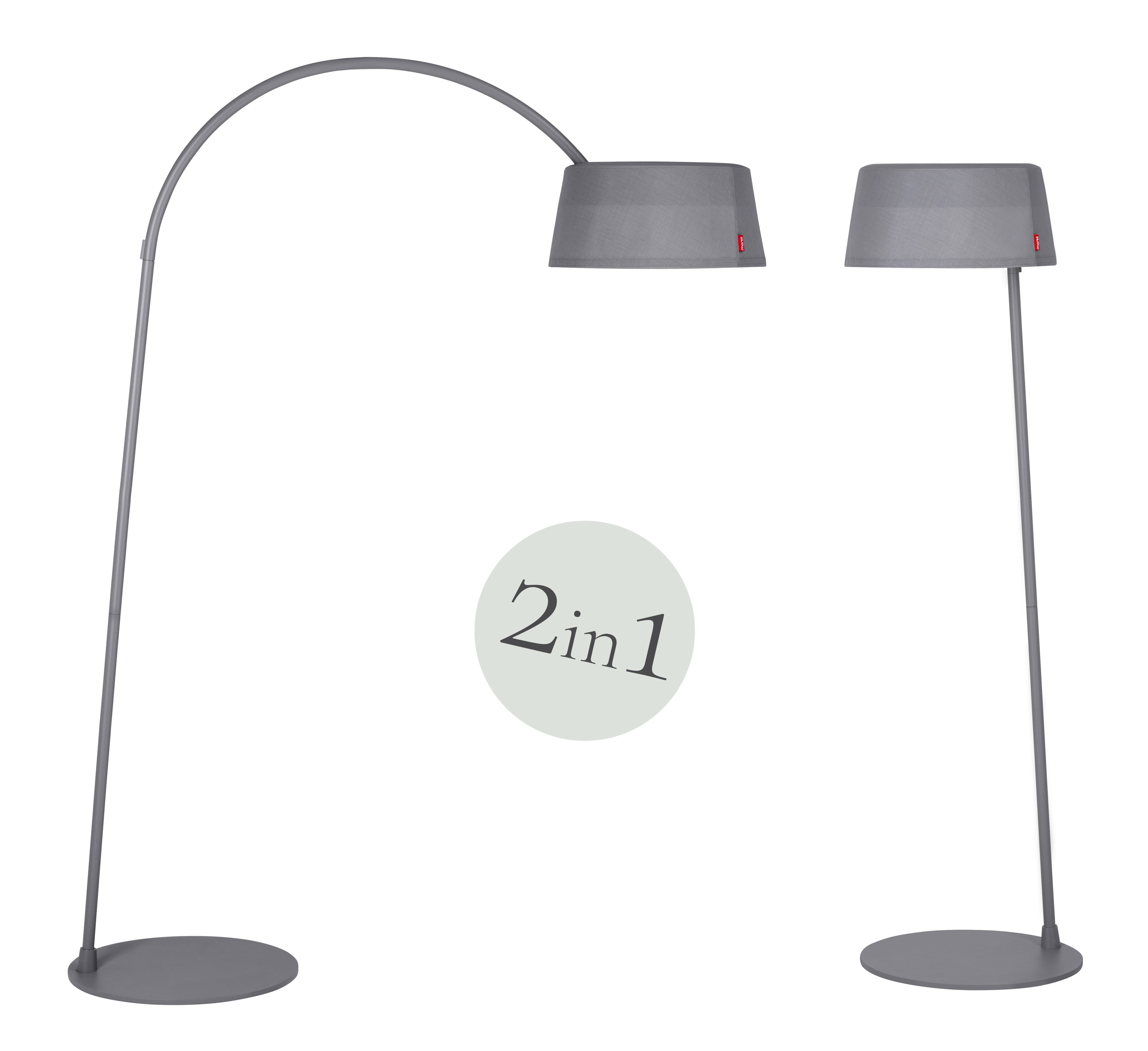 ISA-BELLE Solarleuchte: Stehleuchte und Bogenleuchte in Grau, modernes Design für Garten und Terrasse.