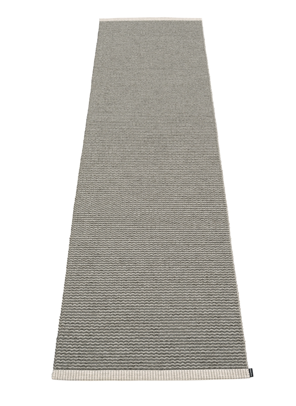 Grauer Pappelina Kunststoffteppich Mono, 60x250 cm, für Innen und Außen, robust und pflegeleicht.
