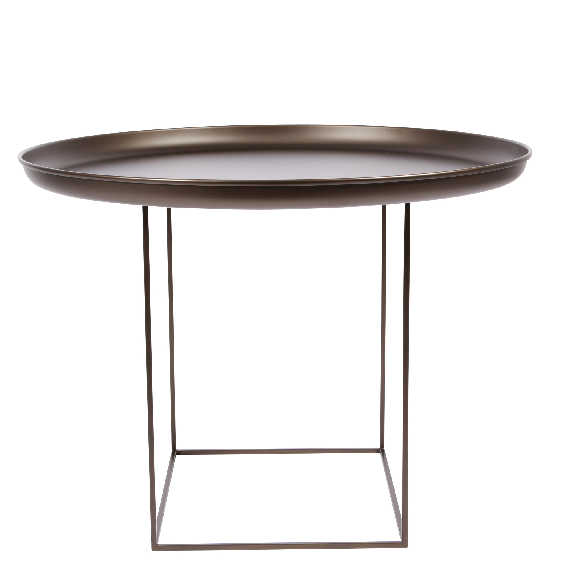 Duke Coffee Table Medium Norr11 Earth black: Runder Couchtisch mit filigranem Metallgestell.