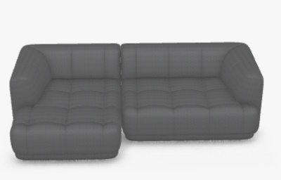Graue Quilton Sofa Lounge von Hay, modernes modulares Sofa mit gesteppten Sitzen.