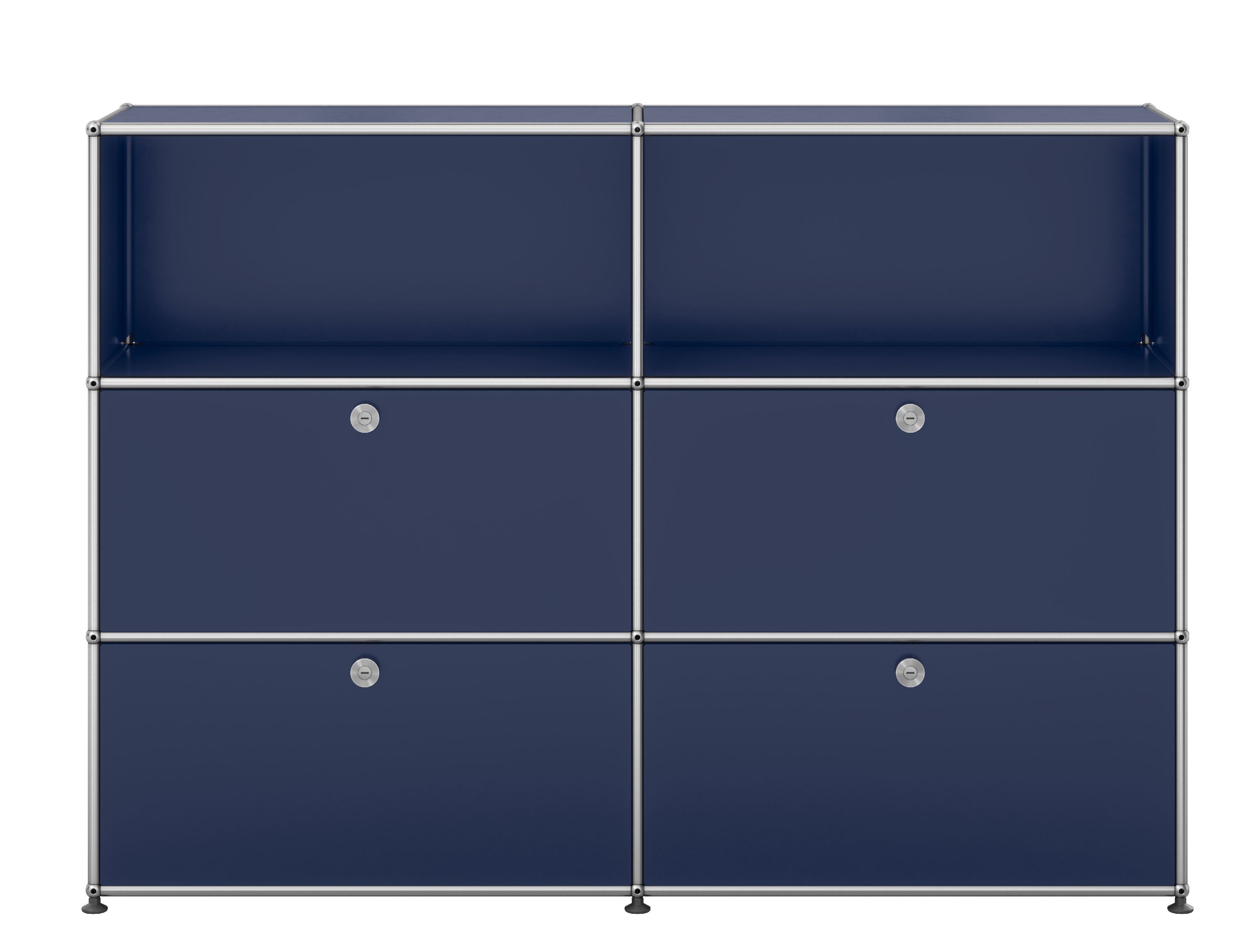 USM Haller Highboard 2 Offen / 2 Klappen / 2 Schubladen Stahlblau