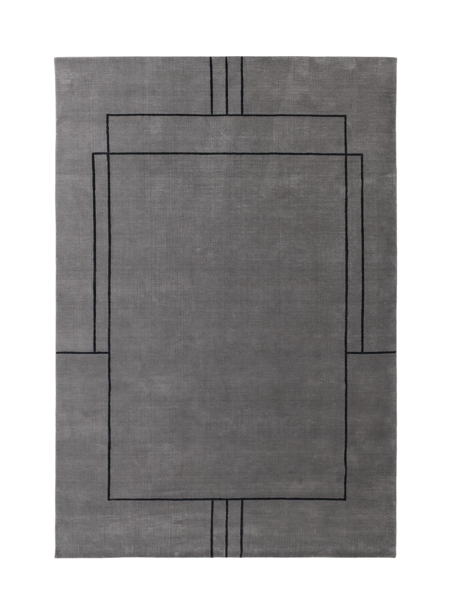 Grauer AndTradition Teppich mit geometrischem Muster, geeignet für Wohnzimmer und Schlafzimmer.