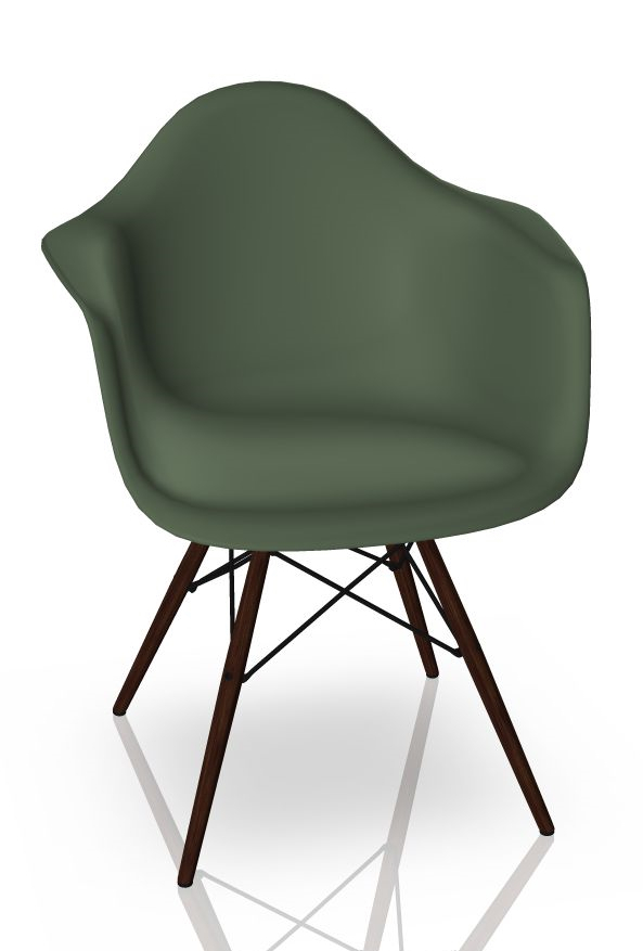 Eames Plastic Arm Chair DAW Stuhl in Waldgrün mit Ahorn dunkel Gestell von Vitra.