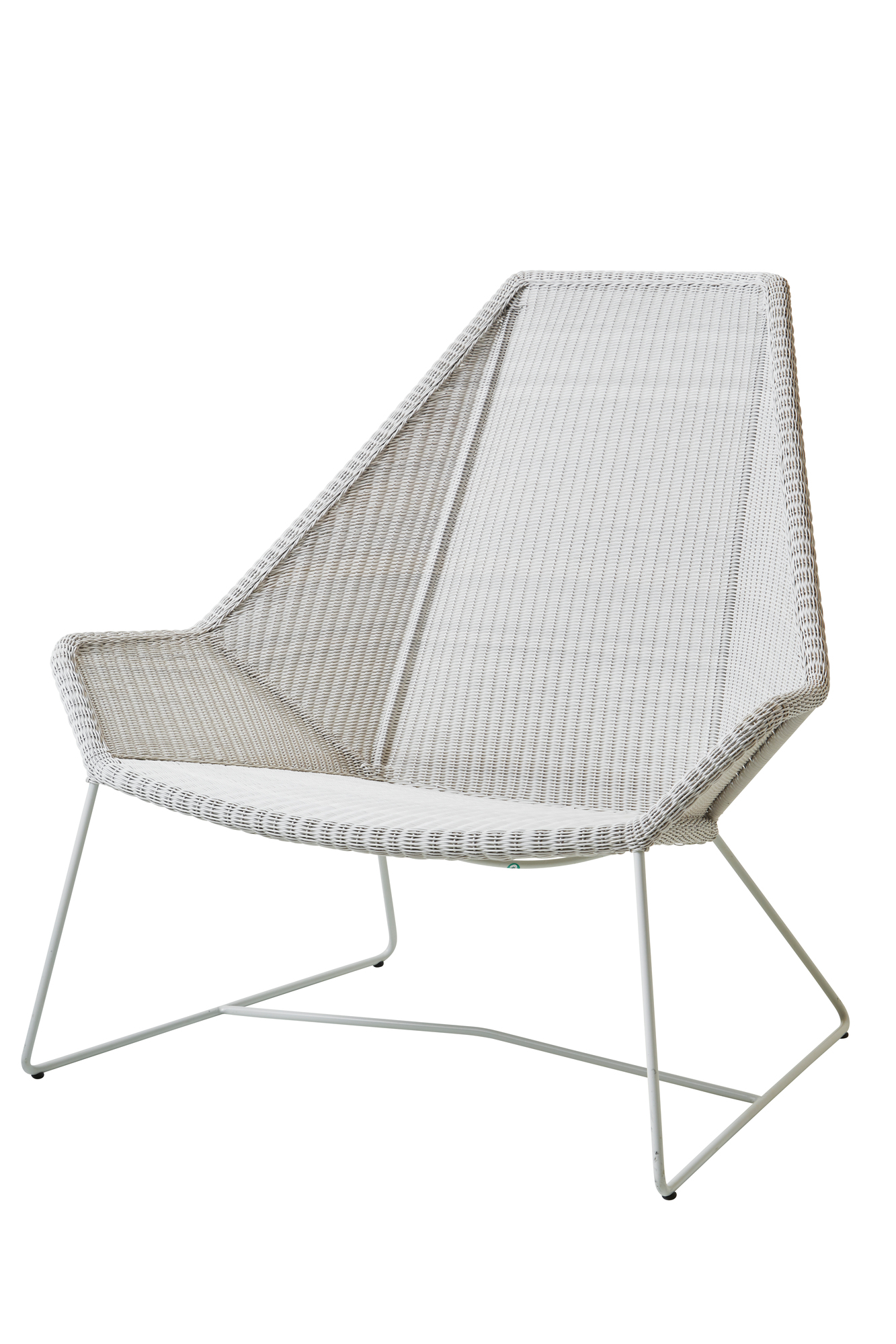 Breeze Outdoor Sessel von Cane-Line, weiss-grau, mit hohem Rücken und filigranem Metallgestell.