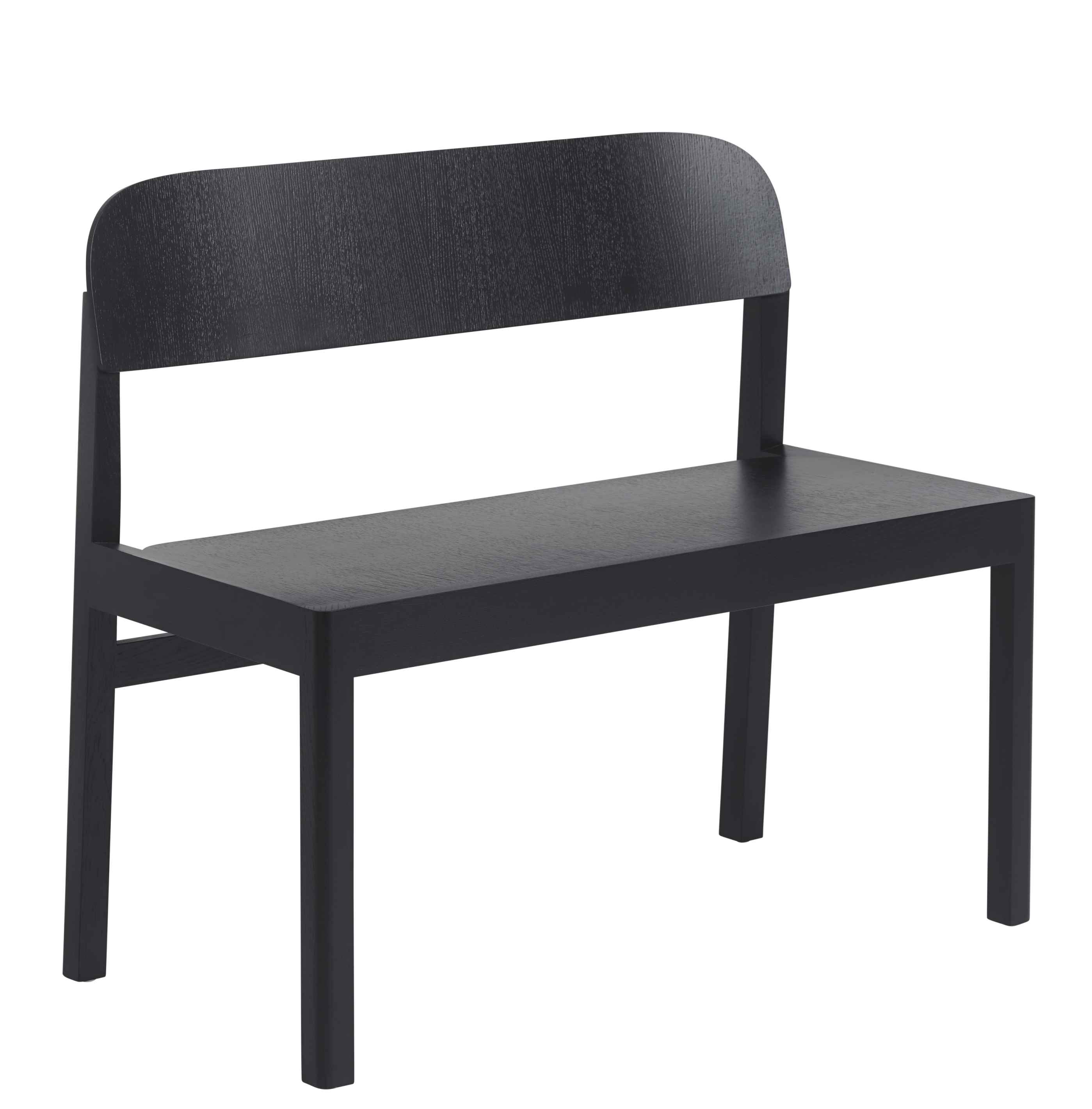 Muuto Workshop Bank in Schwarz, moderne Sitzbank aus Holz für Esszimmer oder Wartebereich.