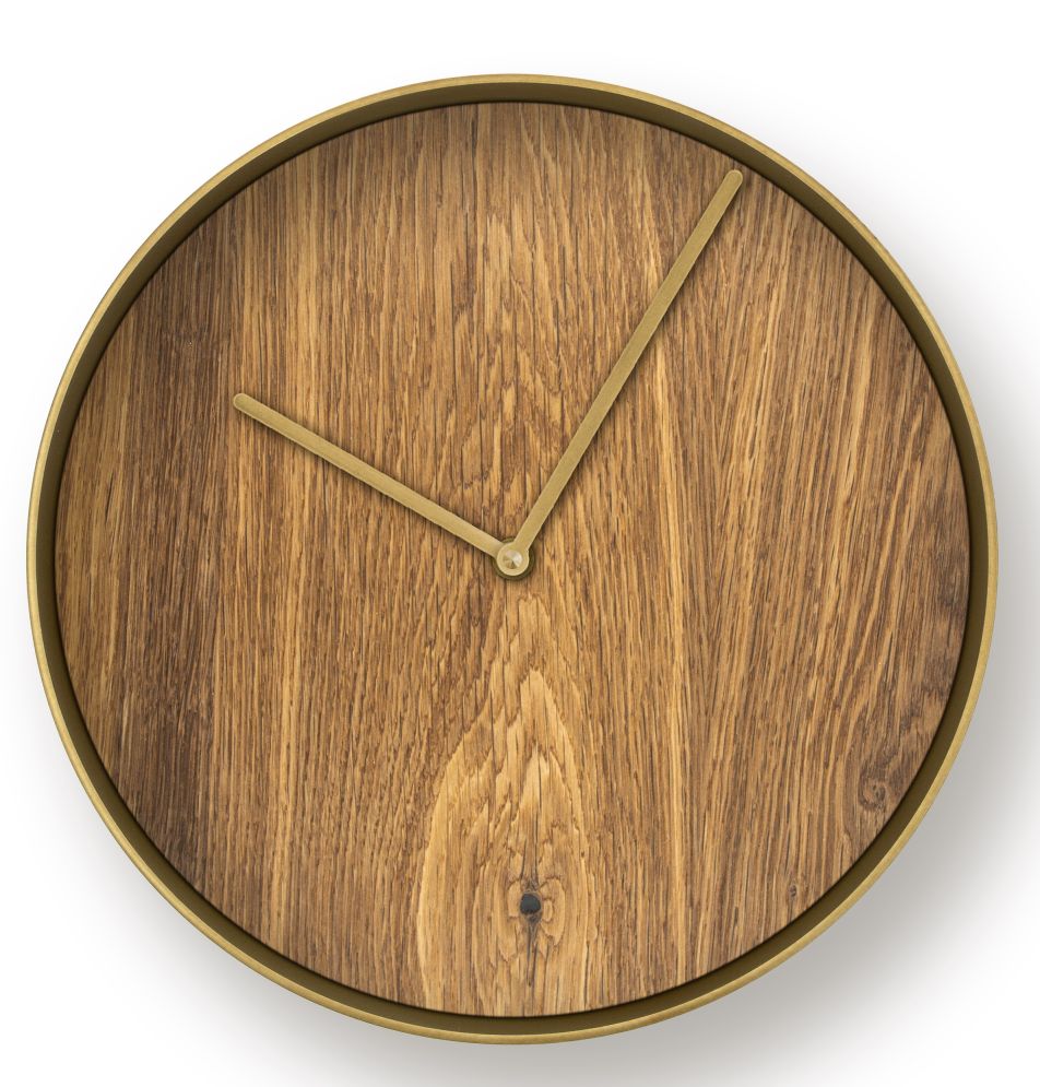 MJ01 Wanduhr Klein Janua Messing - Eiche natur geölt