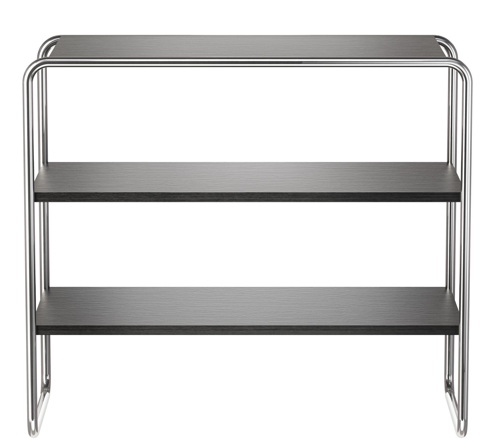 B 22 a Thonet Regal mit drei Ablageflächen und Stahlrohrgestell. Klassisches Design.