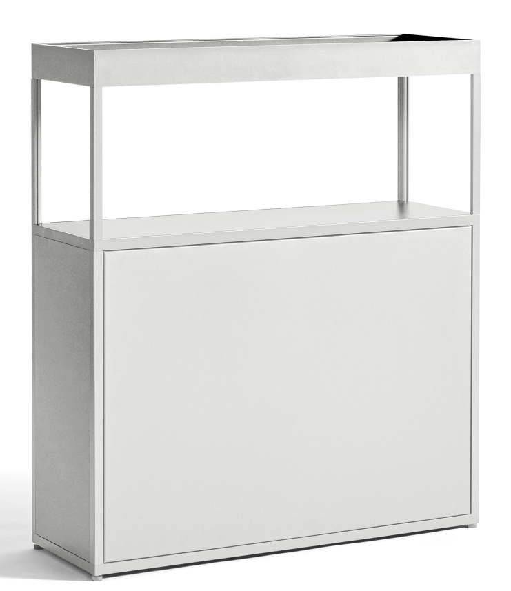 New Order Sideboard von Hay, Kombination 204: Modernes, minimalistisches Sideboard in Weiß mit offener Ablage.