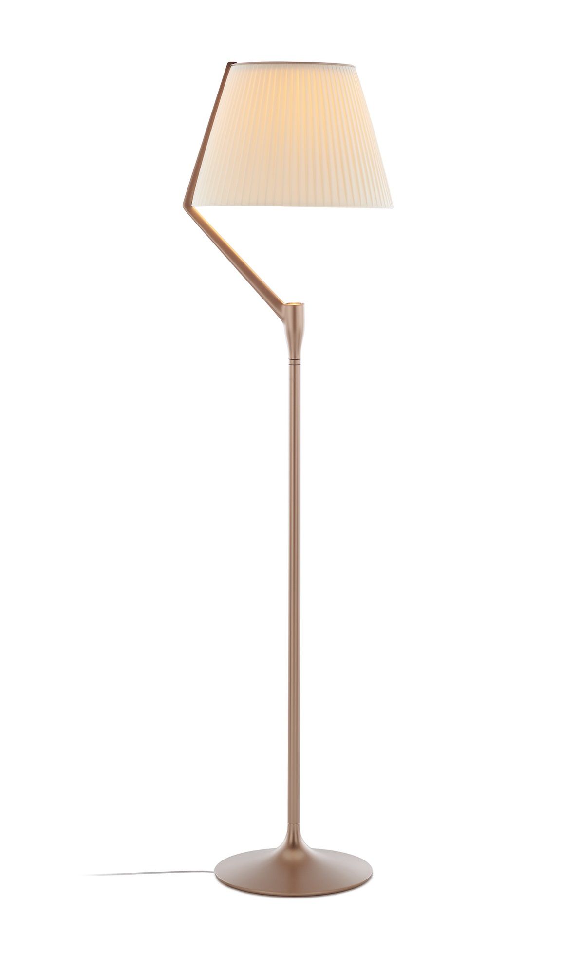Angelo Stone Stehleuchte von Kartell: Elegante Stehlampe mit plissiertem Lampenschirm und bronzefarbenem Gestell.