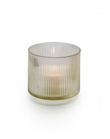 Philippi Line Windlicht: Geripptes Glaswindlicht für Teelichter, stimmungsvolle Tischdekoration für Wohnzimmer und Esszimmer.