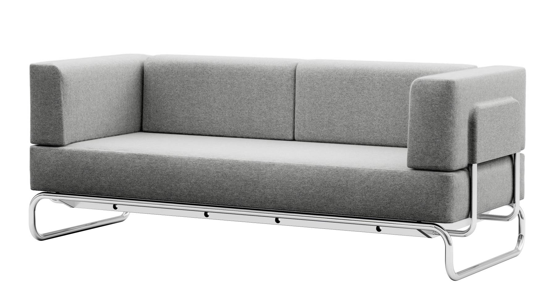 Graues Thonet 2-Sitzer Sofa mit Stahlrohrgestell. Modernes Design Sofa für Wohnzimmer und Büro.