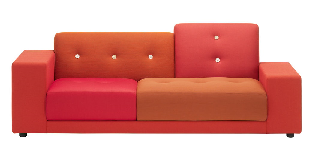 Vitra Polder Compact Sofa in Rot- und Orangetönen, modernes Design Sofa für Wohnzimmer.