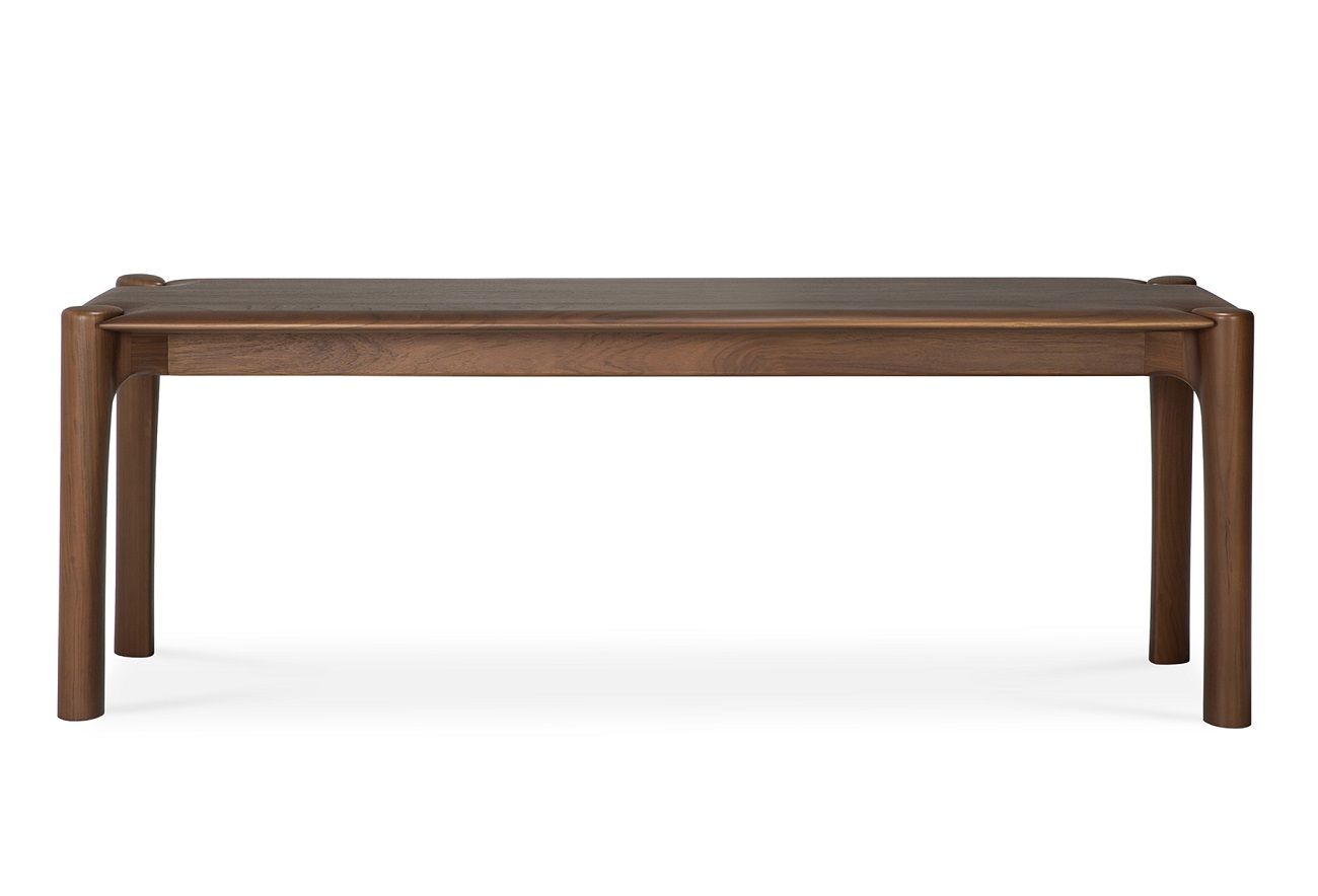 PI Bank von Ethnicraft aus Teakholz in Dunkelbraun, moderne Holzbank für Esszimmer und Wohnbereich.