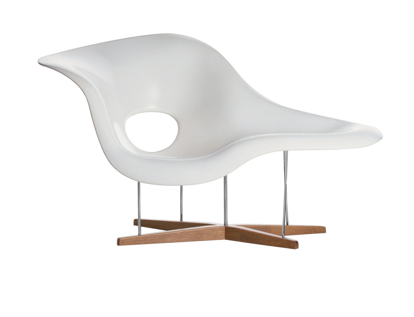 Weiße La Chaise Liege von Vitra mit Holzfuß und Stahlgestell, modernes Designmöbel.