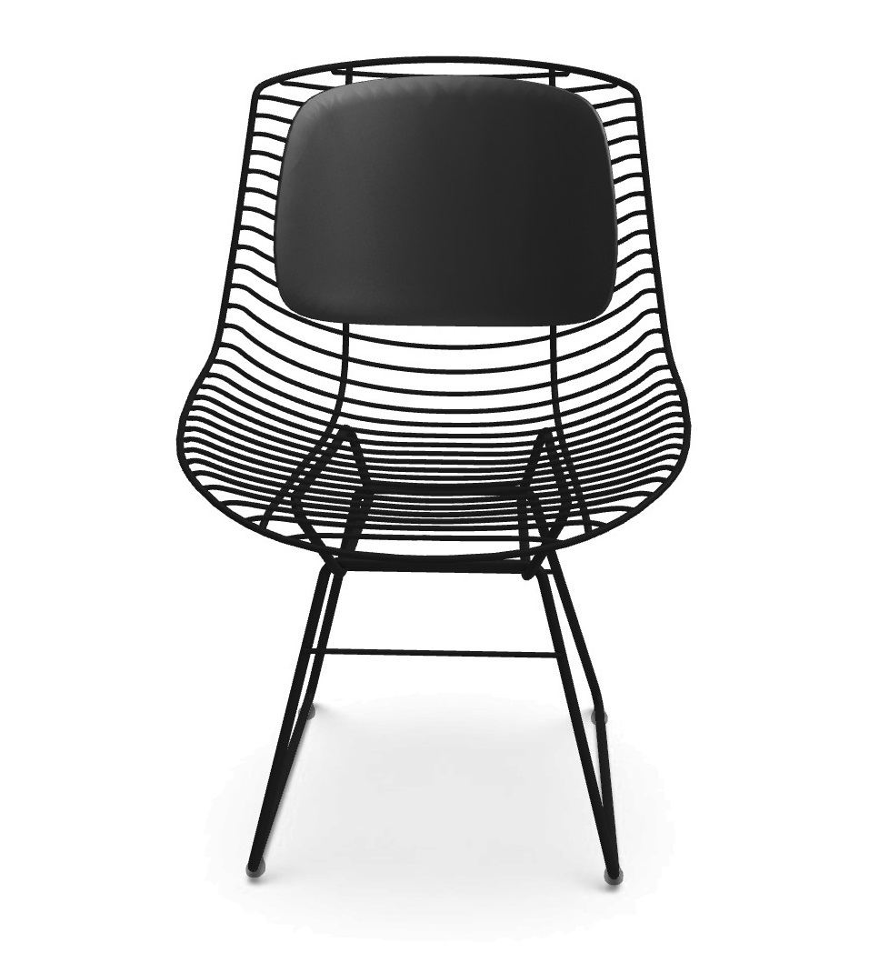 Schwarzer Flow Filo Stuhl mit Pad Rückenkissen für Indoor und Outdoor Nutzung.