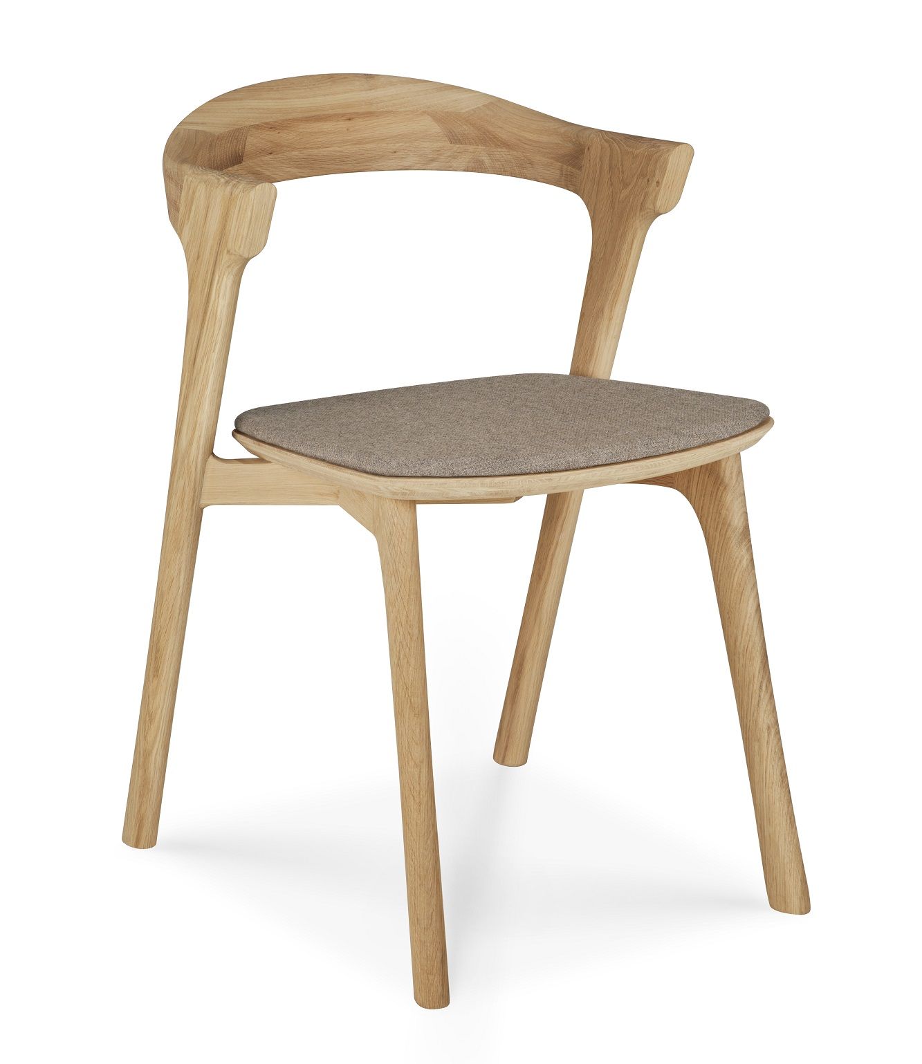 Bok Stuhl aus Eiche mit Stoffbezug, moderner Holzstuhl für Esszimmer und Küche.