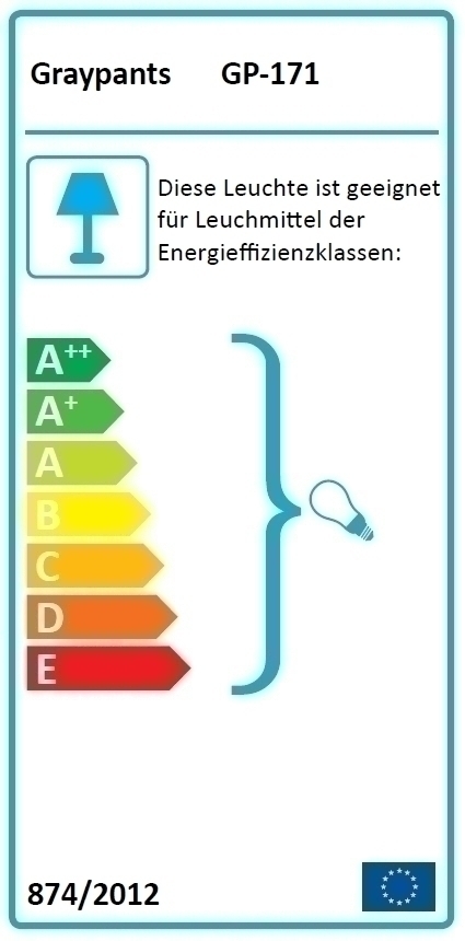 Energieeffizienzlabel für Graypants Leuchte: Geeignet für Leuchtmittel der Energieeffizienzklassen A++ bis E.