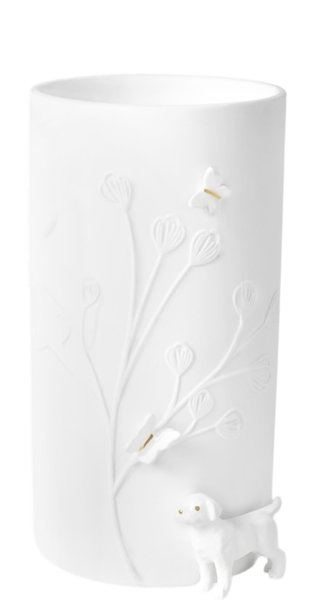 Vase Hund stehend Räder