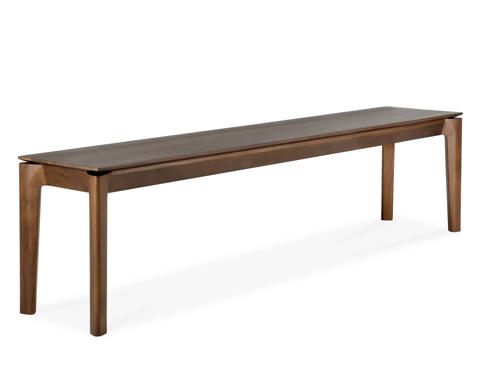 Dunkelbraune Bok Bank aus Teakholz von Ethnicraft, minimalistisches Design für Esszimmer und Wohnbereich.