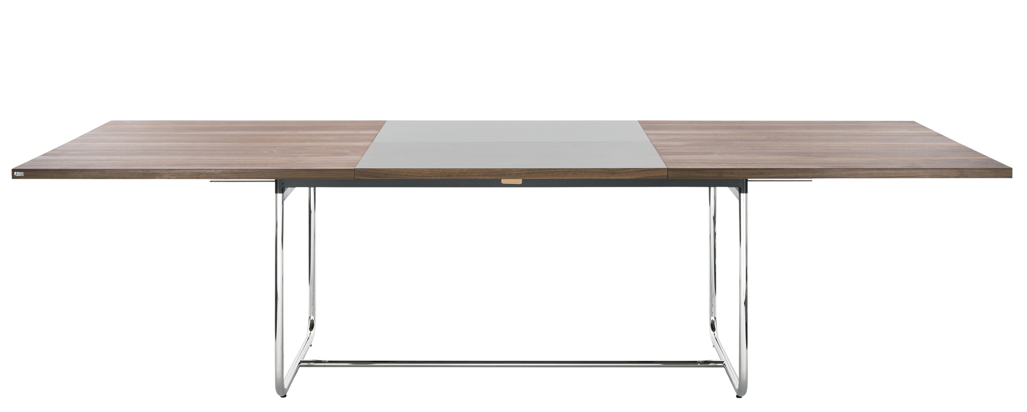 S 1072 Thonet Esstisch ausziehbar mit Holzplatte und Chromgestell, moderne Esszimmermöbel.