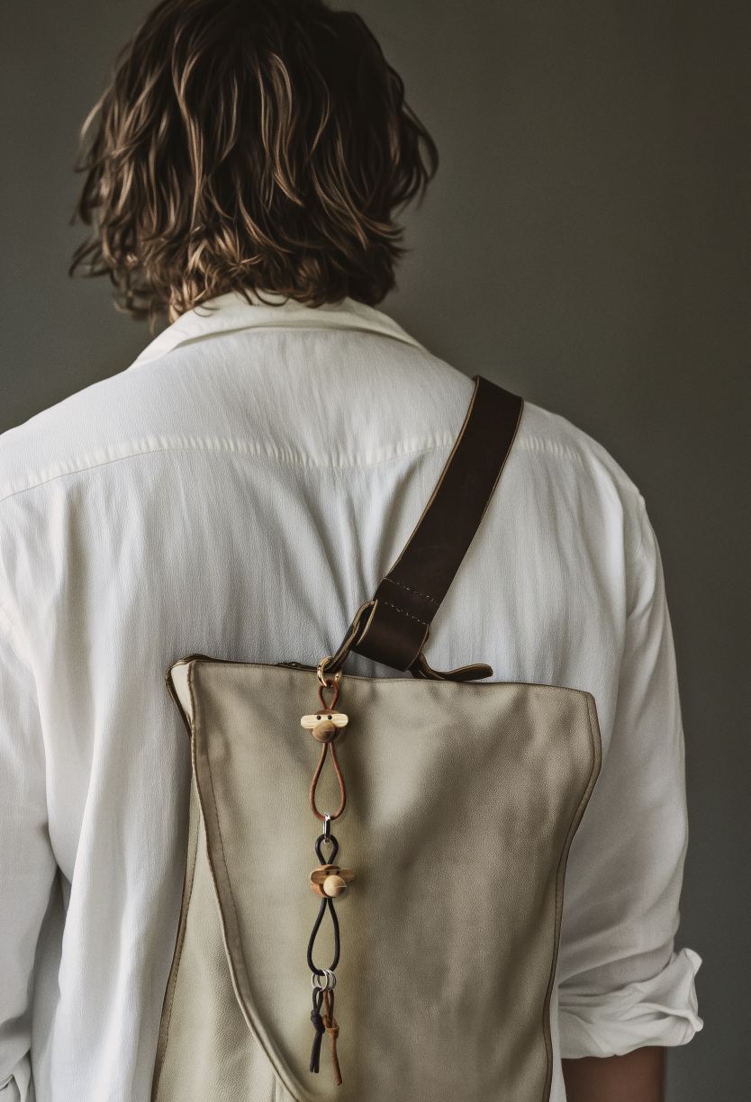 Affe Schlüsselanhänger silberfarbenes Metall mit schwarzem Leder Kay Bojesen