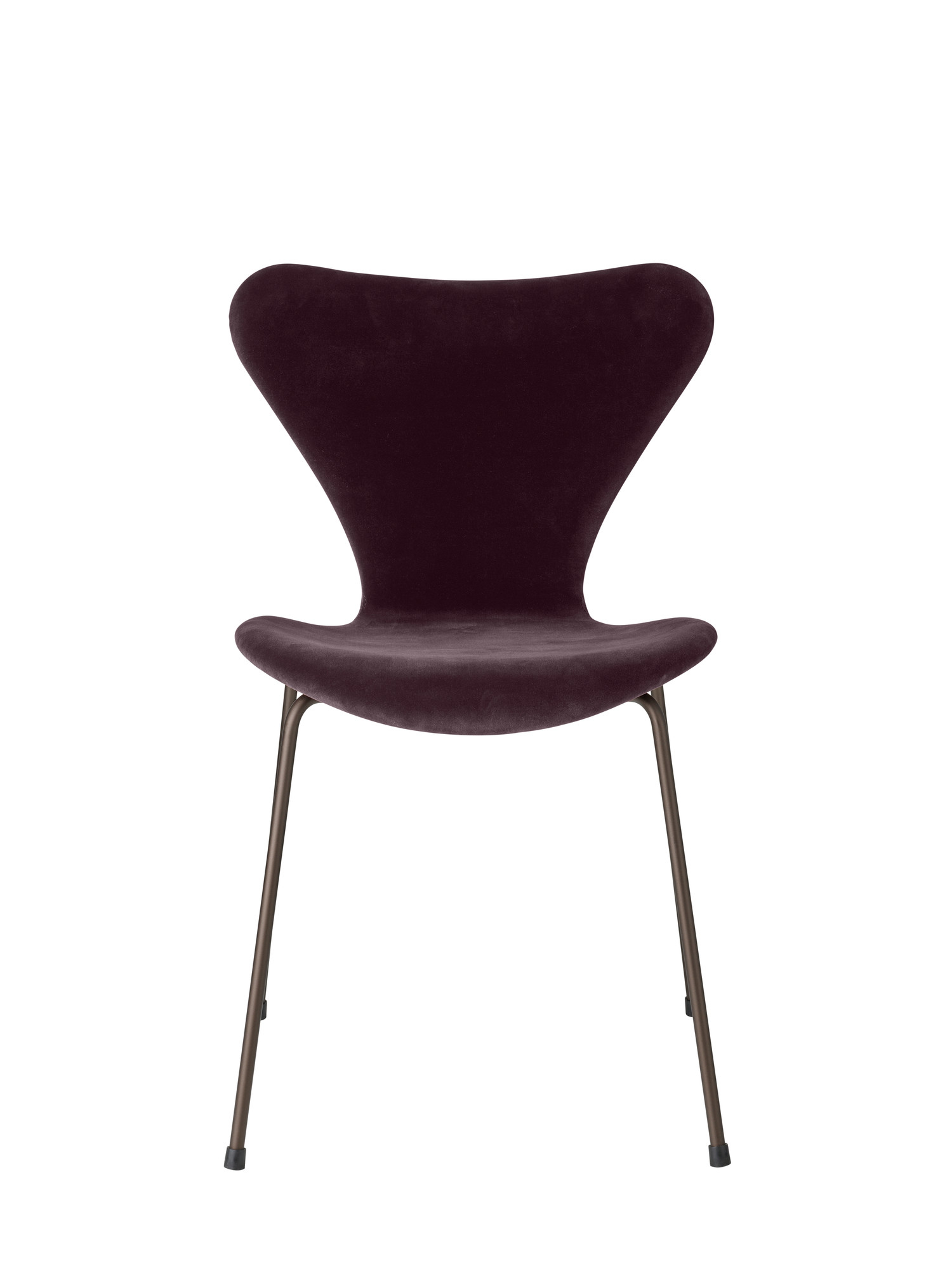 Fritz Hansen Series 7 Stuhl in Dunkel Pflaume Samt, vollgepolstert, modernes Design.