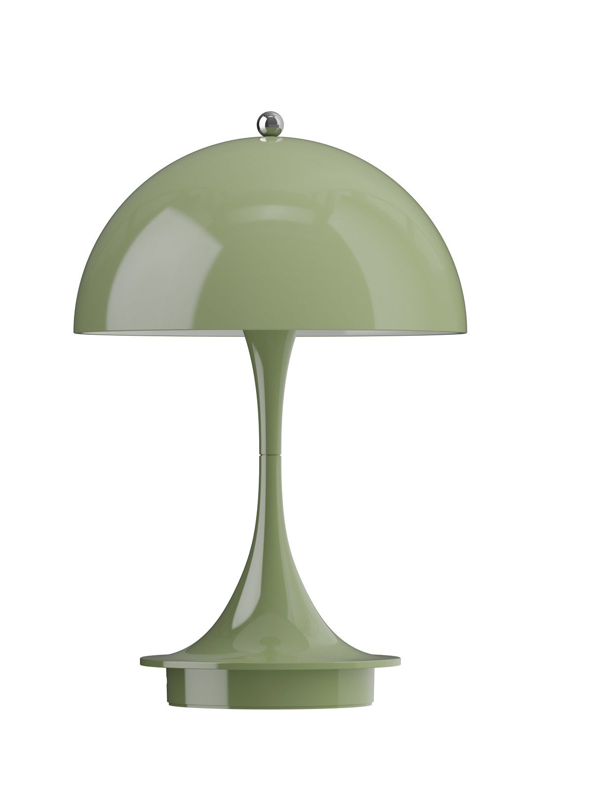Grüne Panthella LED Akku Tischleuchte von Louis Poulsen für Innen und Außen.
