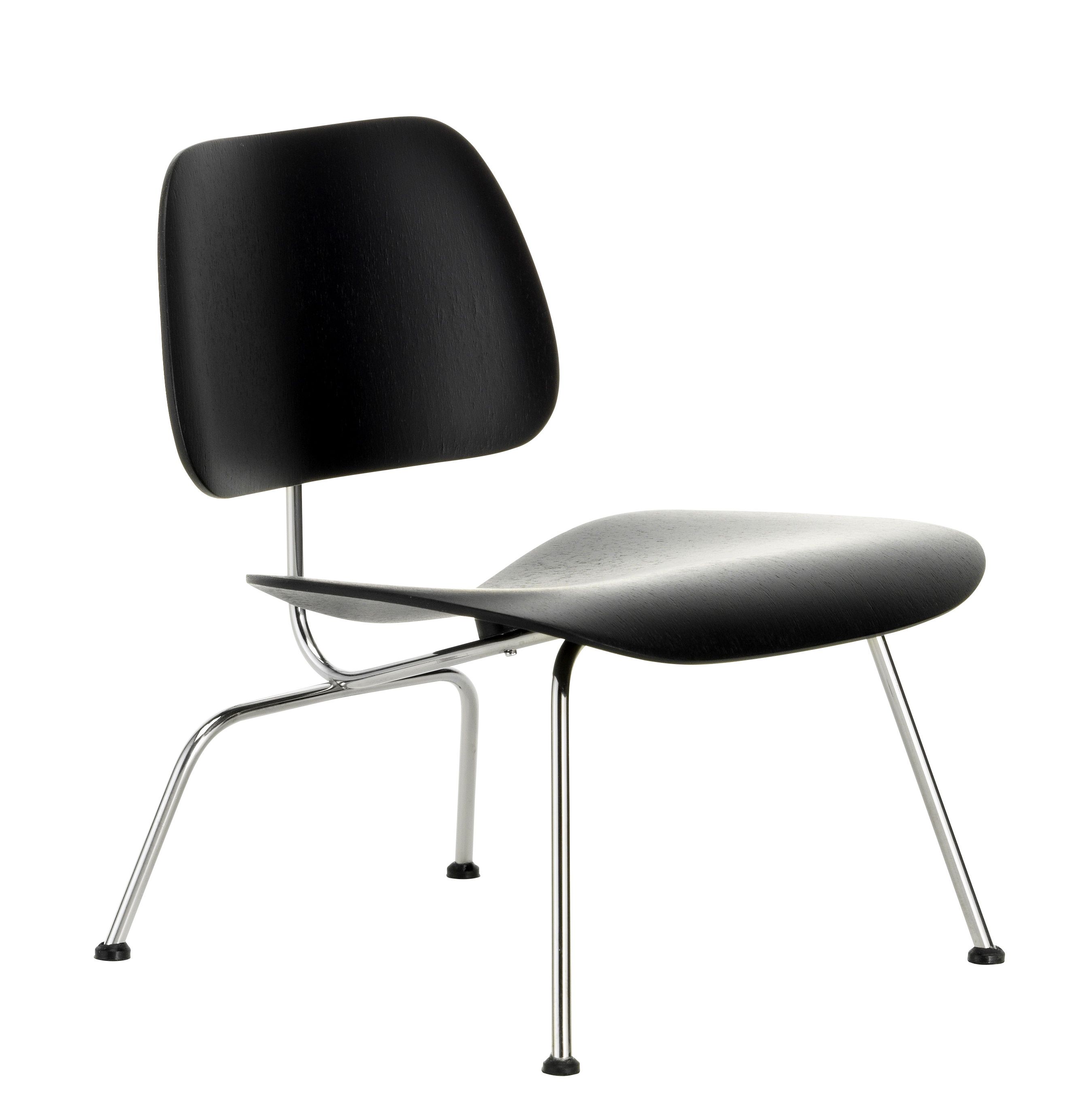 Schwarzer LCM Stuhl von Vitra, Designklassiker mit Holzschale und verchromtem Stahlgestell. Ergonomischer Sitzkomfort.