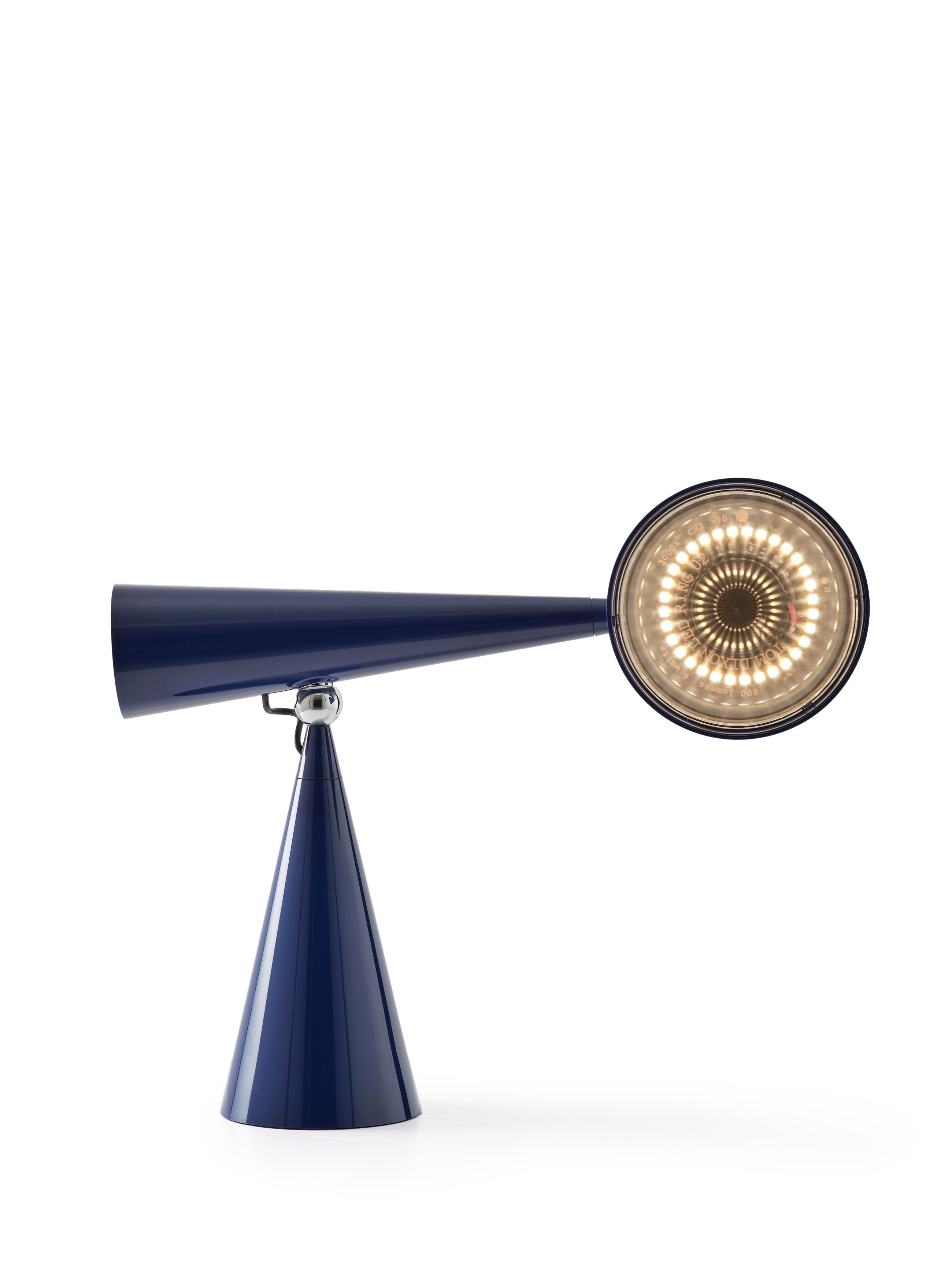 Nahaufnahme der Pose Task Light LED Tischleuchte Indigo von Tom Dixon.