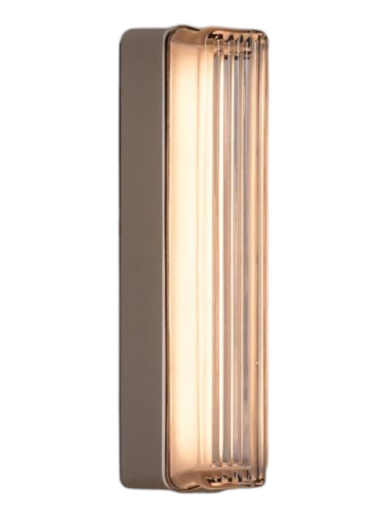 Estadio Singular Wandleuchte von Santa & Cole, weiße Wandlampe mit geriffeltem Glas.