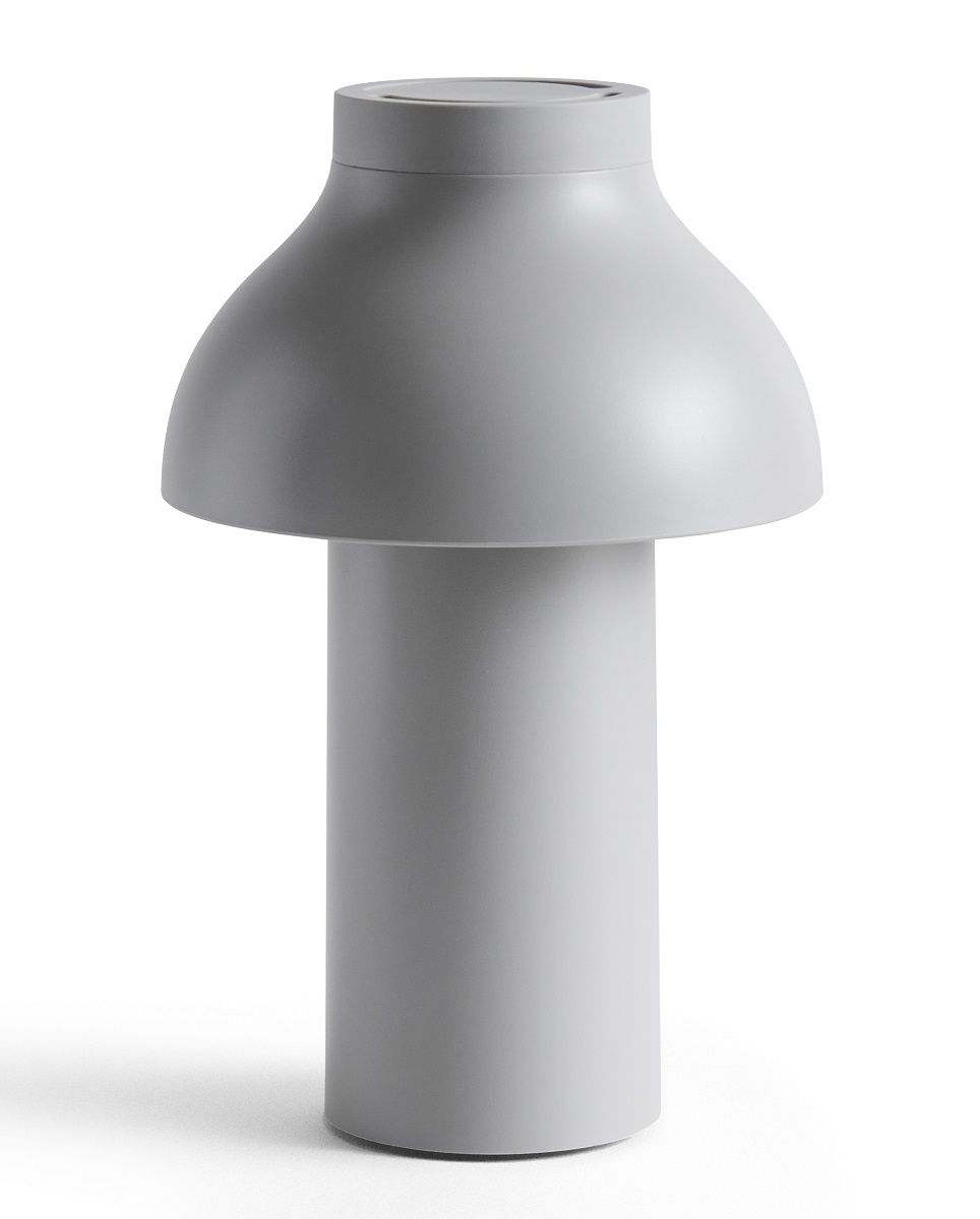 Graue Hay Cool PC Portable Akkuleuchte / Tischleuchte, modernes Design, kabellos, für Innen und Außen.