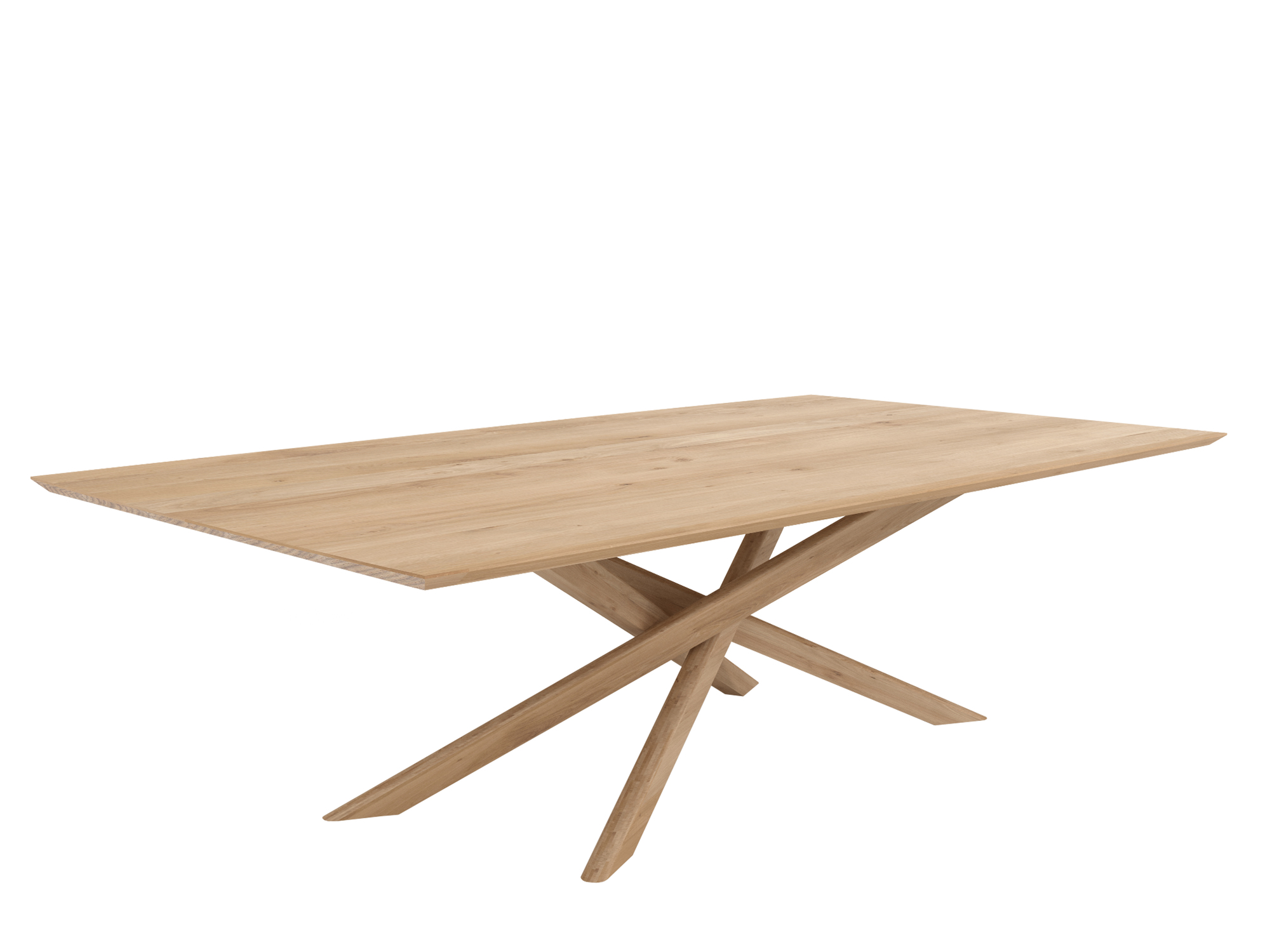 Mikado Esstisch aus Eiche von Ethnicraft mit einzigartigem, gekreuztem Untergestell. Moderner Holztisch für Esszimmer.