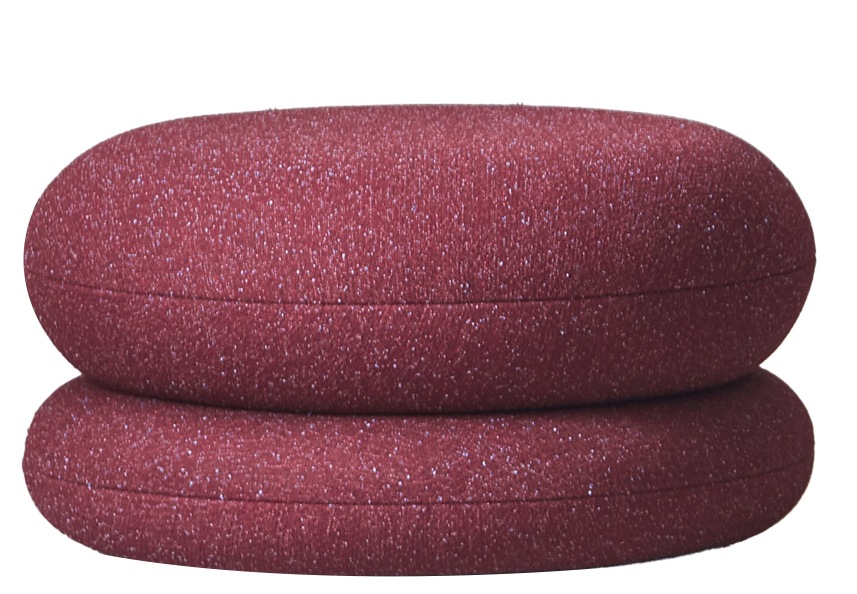 Burgunderroter Easy Pouf Hocker von Verpan, zwei übereinander gestapelte, runde Sitzhocker.